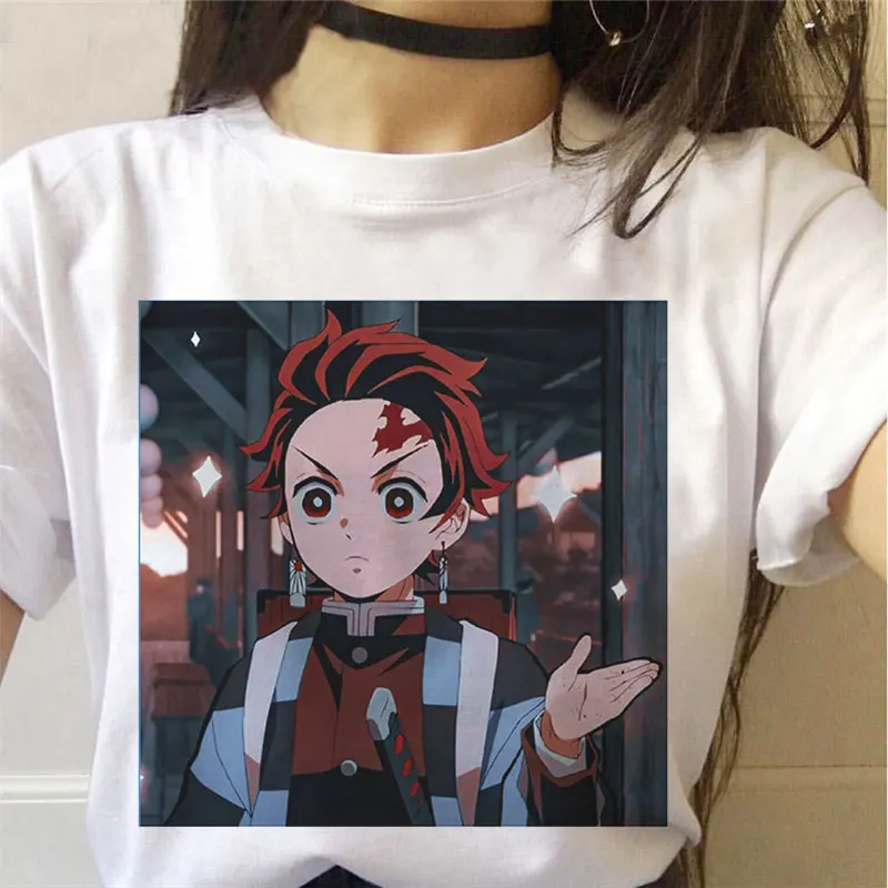 Demon Slayer Graphic Tops Tees Harajuku Oversized T Shirt Summer Women Kimetsu No Yaiba Funny Short Sleeve T-shirt Anime Tshirt