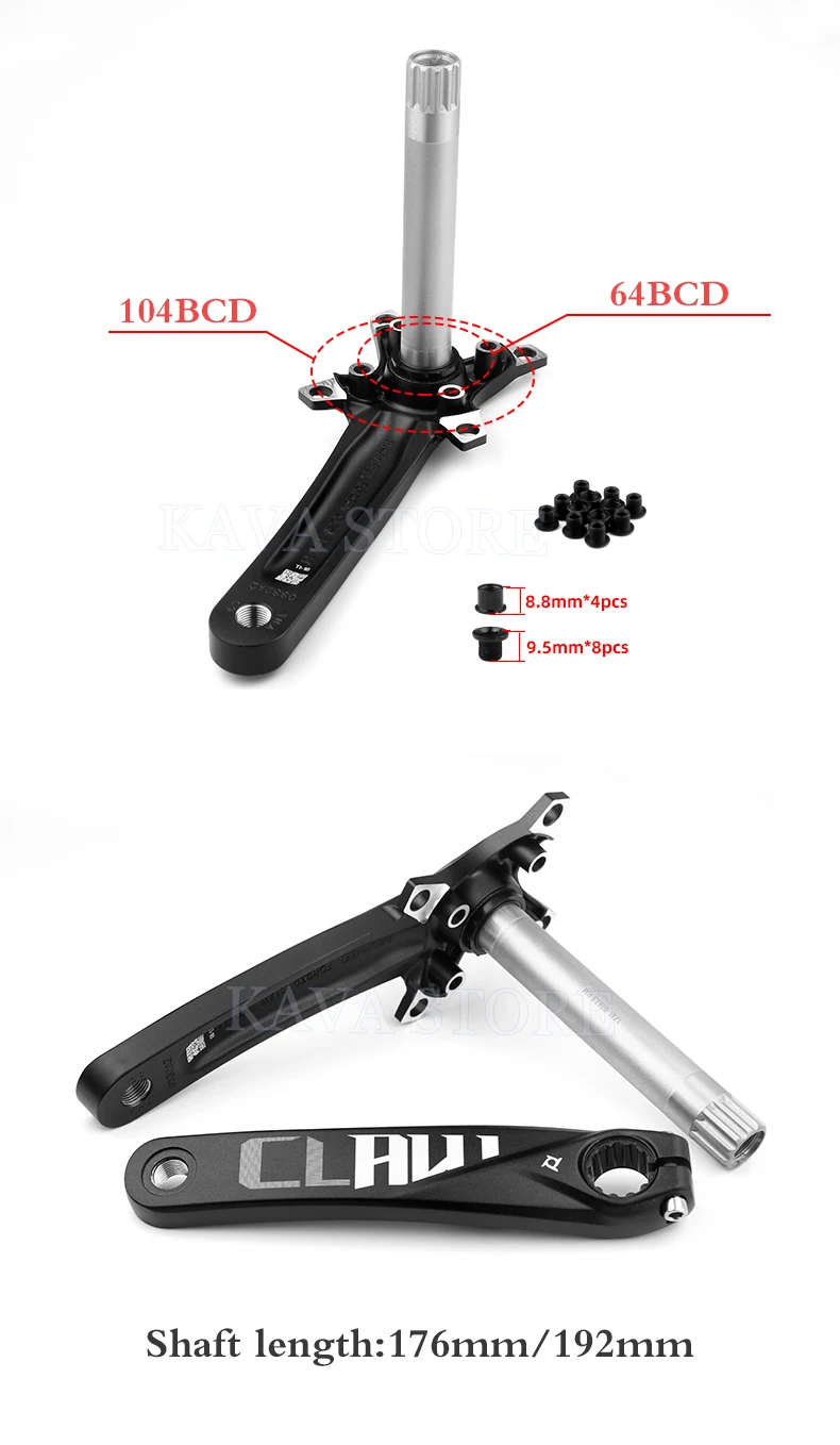 Prowheel Schnee Bike Kurbel 170mm Fett Bike Kurbel Sets 30T 32T 34T 36T 38T 40T 42T Kettenrad 176/192mm Tretlager E-Bike Teil – Detail 4
