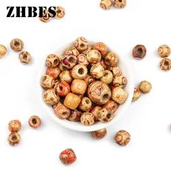 Natural Painted Wooden Round Loose Beads For Jewelry Making Charm Bracelets Big Hole Ball DIY Spacers Beading Accessories