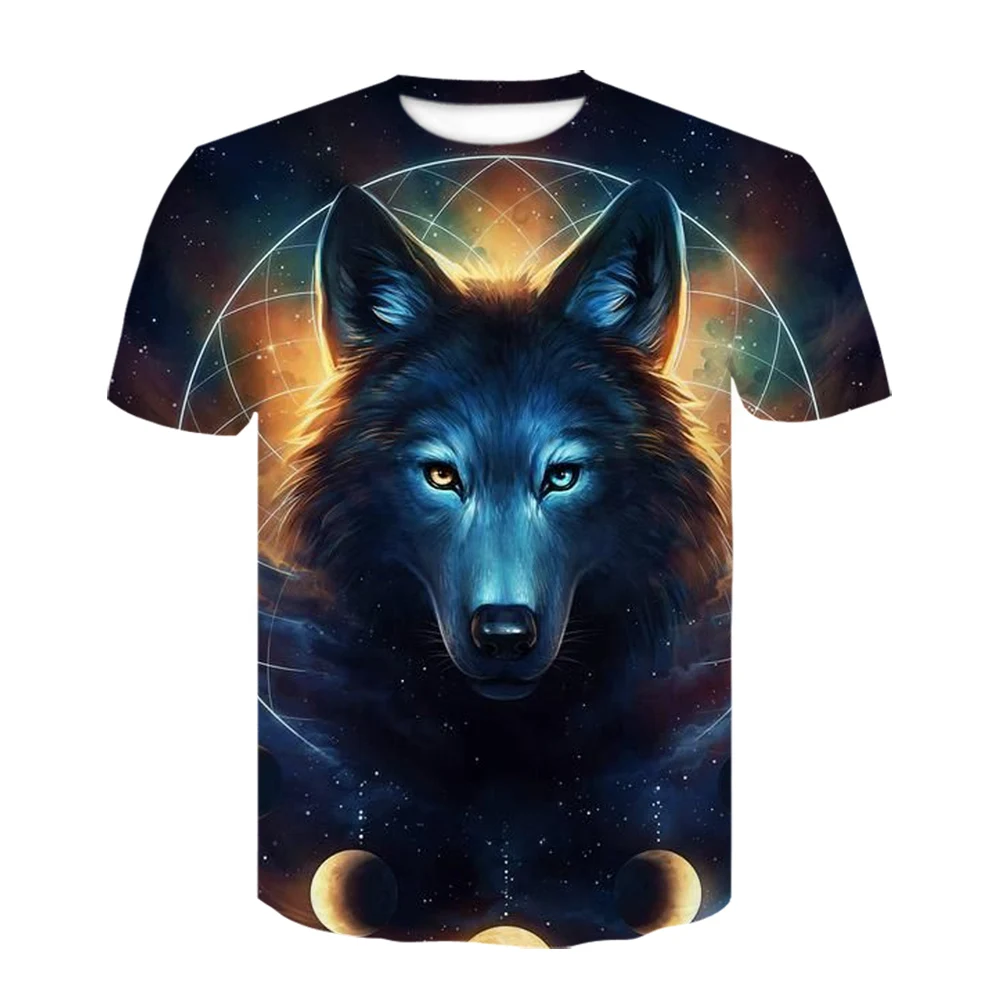 Summer 3D Cool Style teen wolf Men t-shirt Interesting Animal graphic t shirts Personality Hip Hop Print short sleeve t-shirts