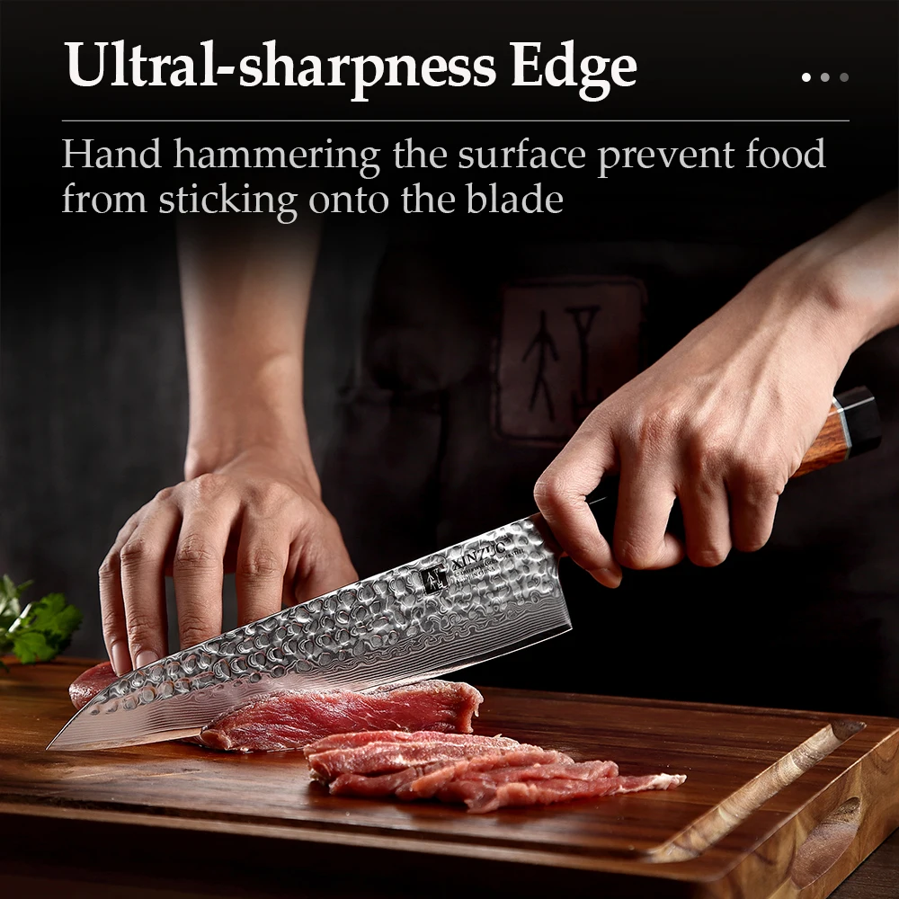 XINZUO 8.5\'\' Chef Knife Japanese Qctagonal Handle VG10 Damascus Steel Kitchen Santoku Slicing Knife  Meat Cleaver Accessories