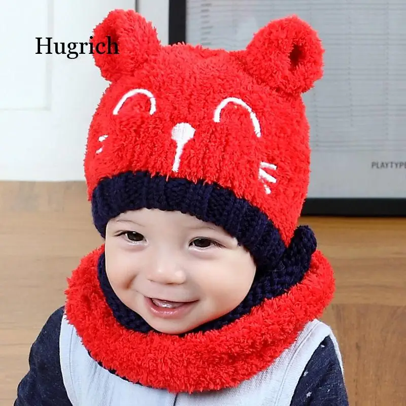 Hotest Toddler Infant Baby Girls Boys Warm Hat Winter Hooded Scarf Ear Flap Knitted Cap Cute Gift Suit for 1-3