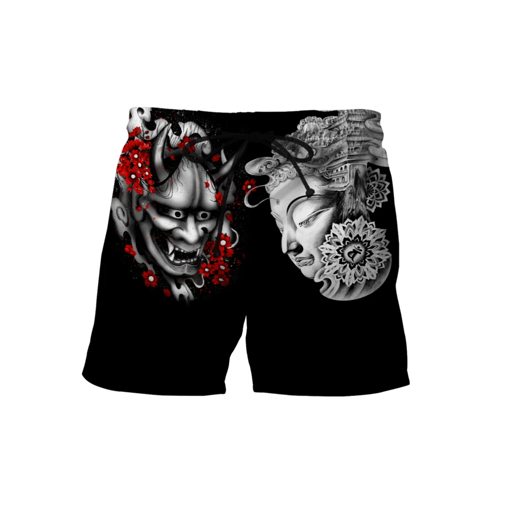 

Samurai Armor Oni Mask Tattoo 3D Full Printed Mens Shorts Unisex Fashion Shorts Summer Beach Harajuku Casual Shorts DK09