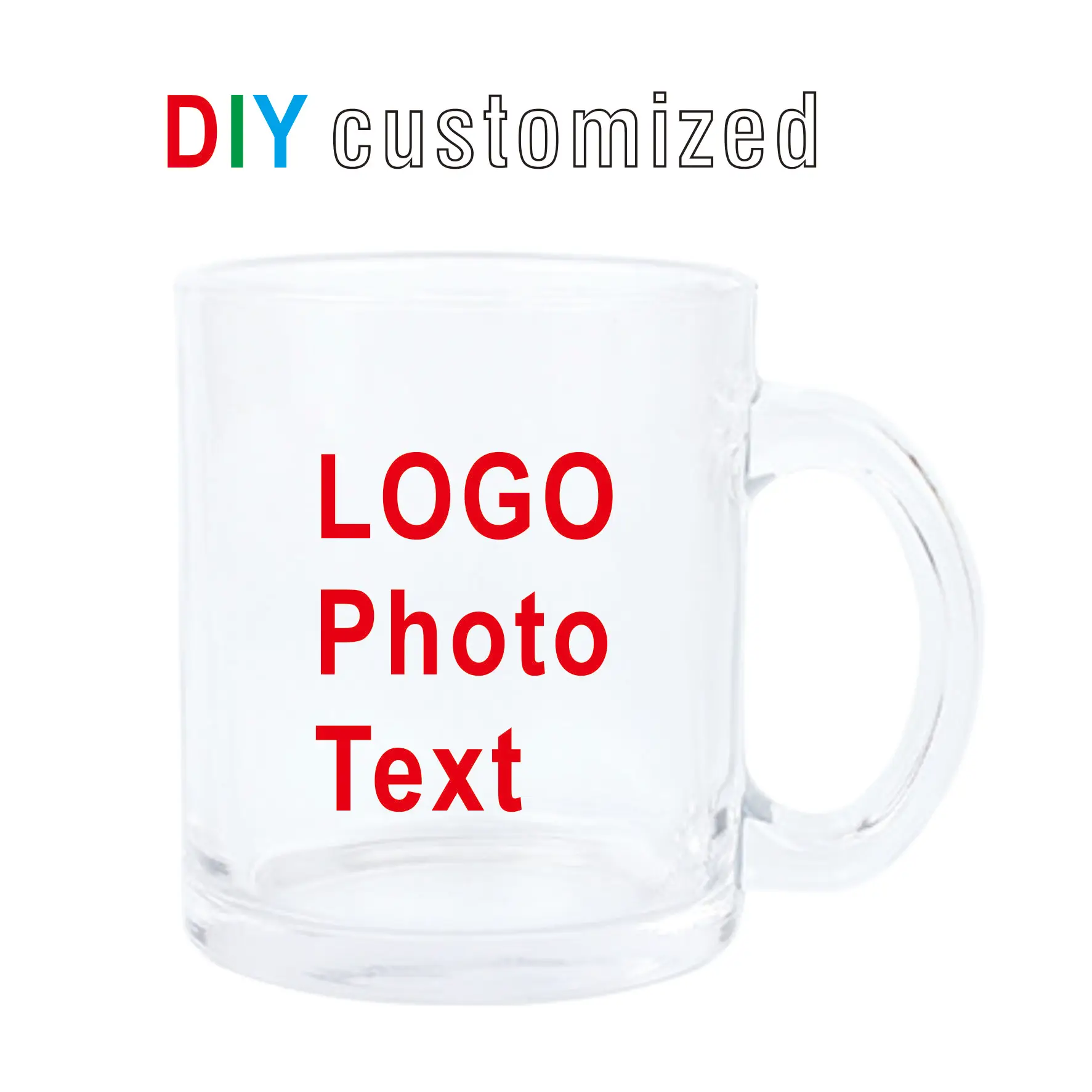 DIY Customized 320ML 11oz Glass Mug Personalized Mugs Coffee Milk Cup Creative Present Cute Gift Print Picture Photo LOGO Text