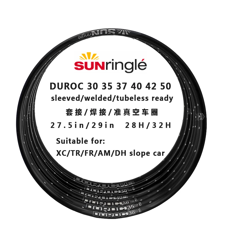 

Sunringle sun DUROC 30 35 40 50 sd37 42 27.5/29 Inch Mountain Tubeless Soldering Rim 32H 28H Hoops Width Aluminium rims