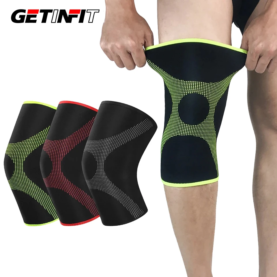 Getinfit Nylon Elastic Knee Pad Sports Safety Fitness Gear Patella Protector Brace Running Basketball Volleyball Support Kneepad