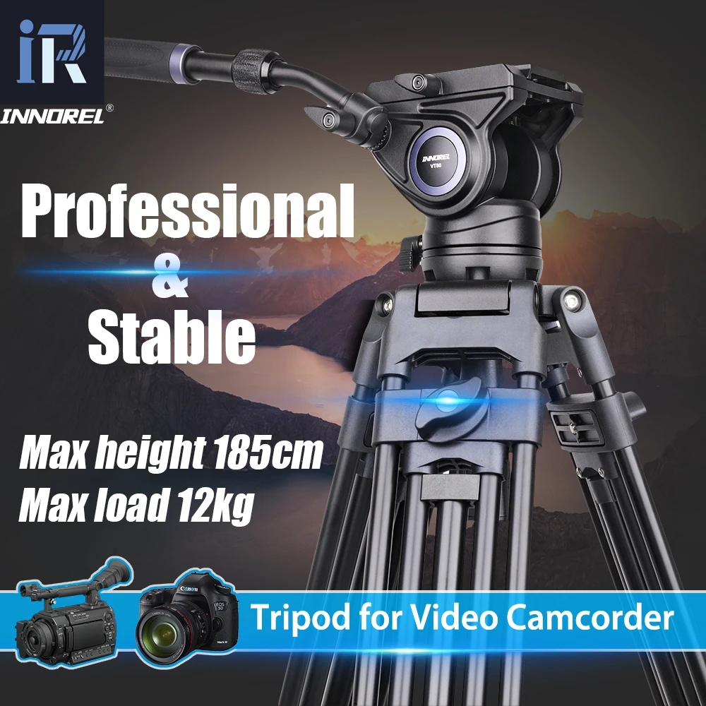 INNOREL VT80 Professional Aluminum Video Tripod Hydraulic Fluid Video Head Camera Tripod For Dslr Camcorder Dv 1.85M 12kg Load