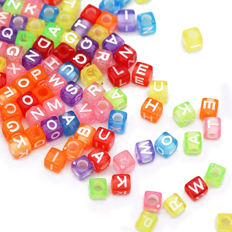 6/7MM Mixed Letter Acrylic Alphabet Square Cube Loose Spacer Beads For Jewelry Making Handmade DIY Bracelet Necklace Accessories