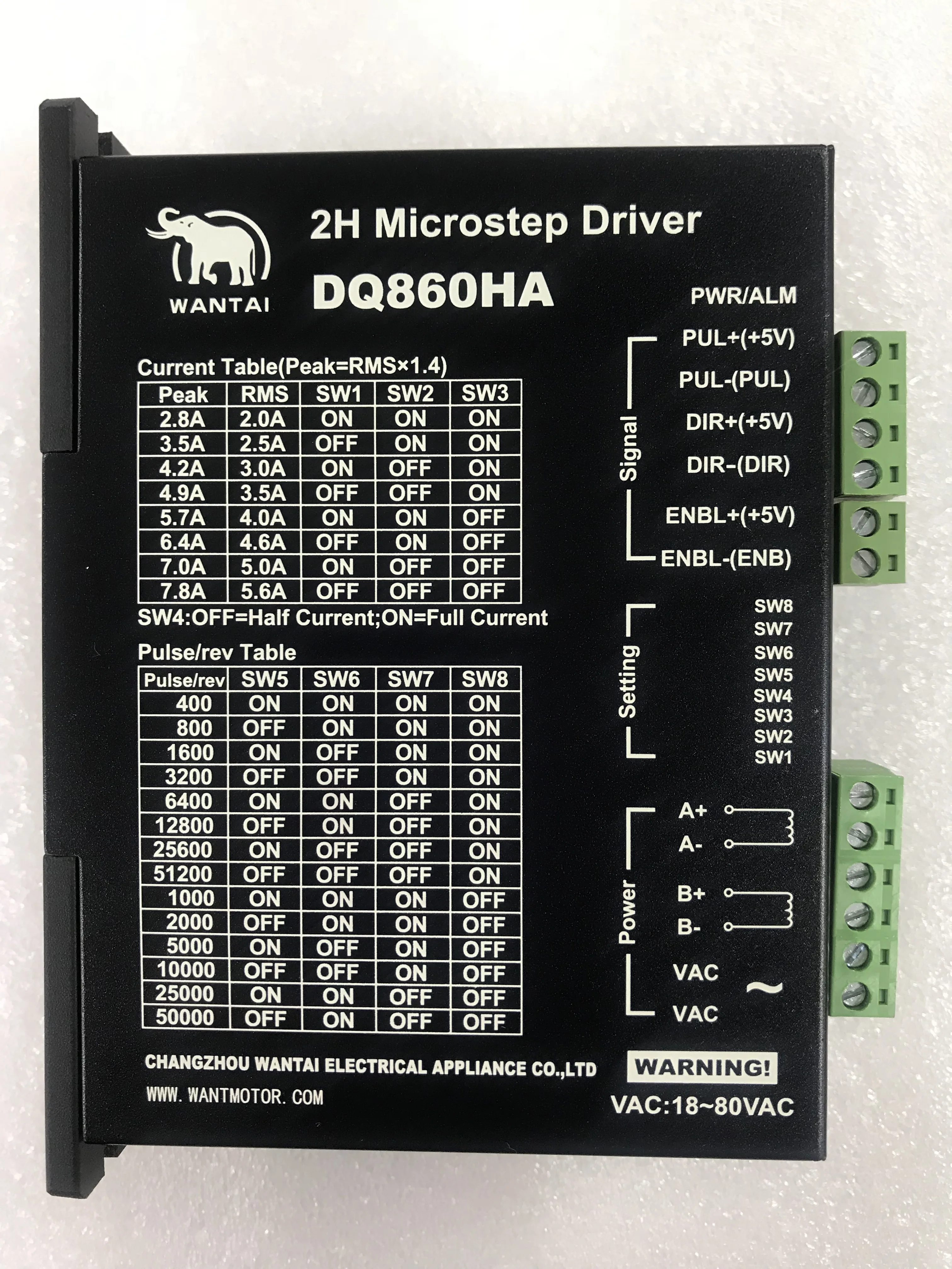 Imagem -02 - Wantai Motorista de Motor Passo Dq860ha Ac2480v Dc24110v7.2a 256 Micro Cnc Roteador Moinho Corte Gravação a Laser Moagem Espuma ac & dc