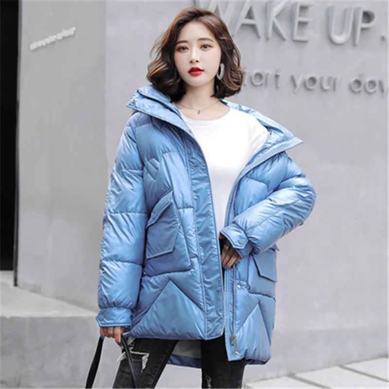 Down jacket Hooded women's mid-length 2022 new winter clothes Korean loose thick warm bread jacket pie overcoming jacke A702