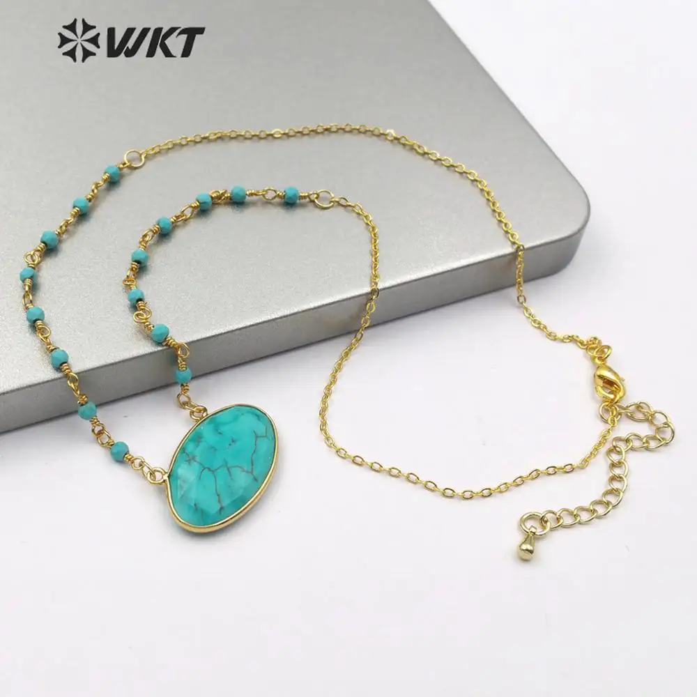 

WT-N1168 WKT Optional Multiple Colors Dainty Stones Pendant Necklace Fashion Necklace Jewelry 18 Inch +2 Inch Extend Chain