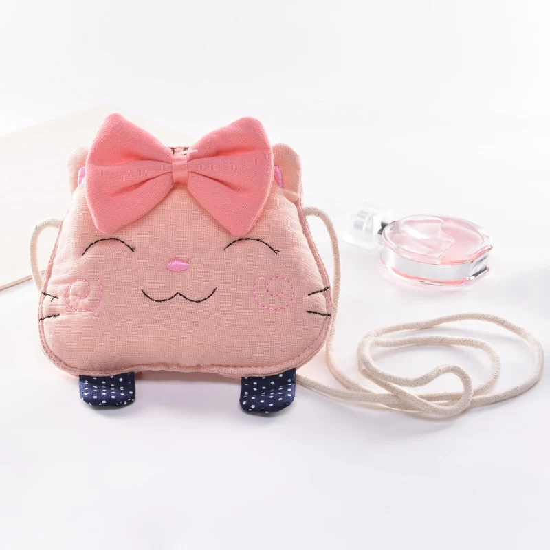 New hot sale cute cat messenger bag children coin purse fashion girls shoulder bag coin holder solid zipper beach bag pouch