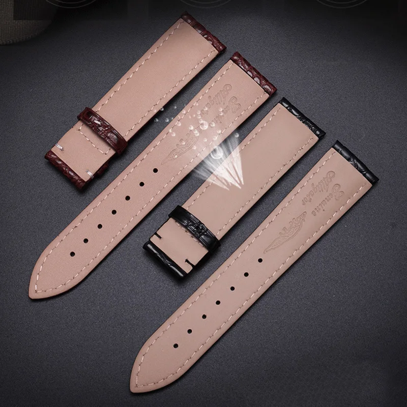 Crocodile leather strap 14 15 16 17 18 19 20 21 22 23 24mm black brown red blue bracelet with butterfly buckle for men and women