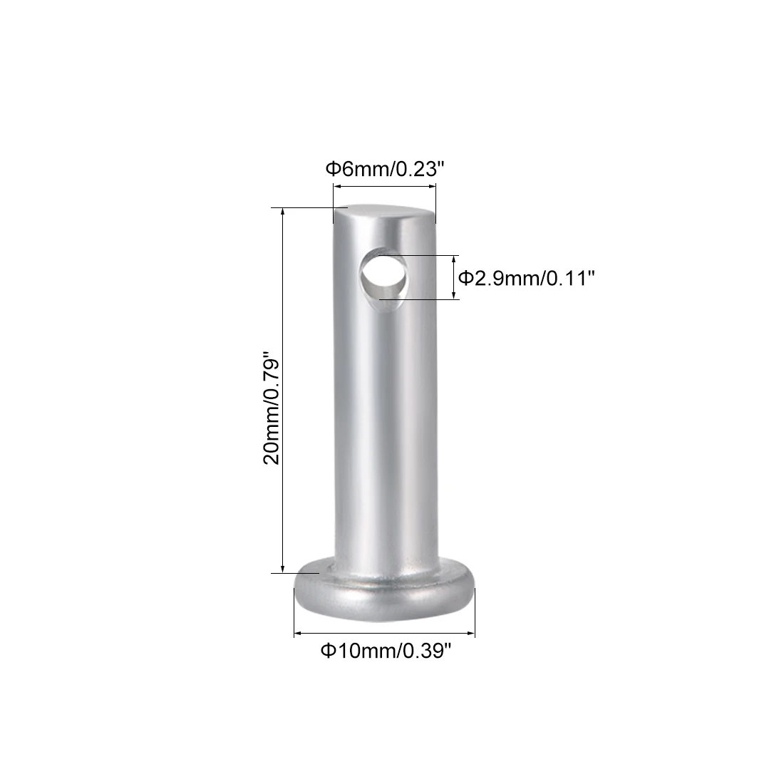 Uxcell 10 قطعة ثقب واحد Clevis دبابيس ، 6 مللي متر x 20 مللي متر شقة رئيس الزنك تصفيح الصلب