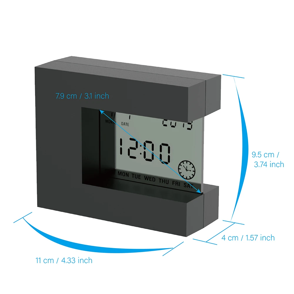 Digital Modern LCD Table Alarm Clock  with Electronic Timer Calendar & Temperature Desk Watch  for Home Office Battery Powered