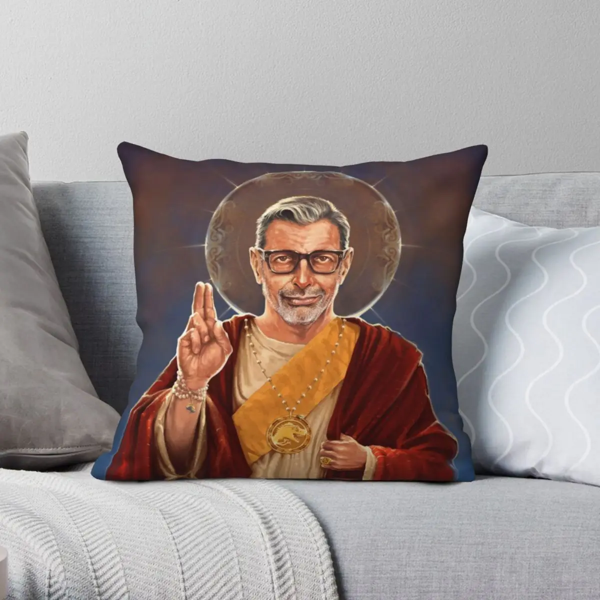 

Saint Jeff Of Goldblum Jeff Goldblum Religious Square Pillowcase Polyester Velvet Linen Pattern Zipper Decor Home Cushion Case