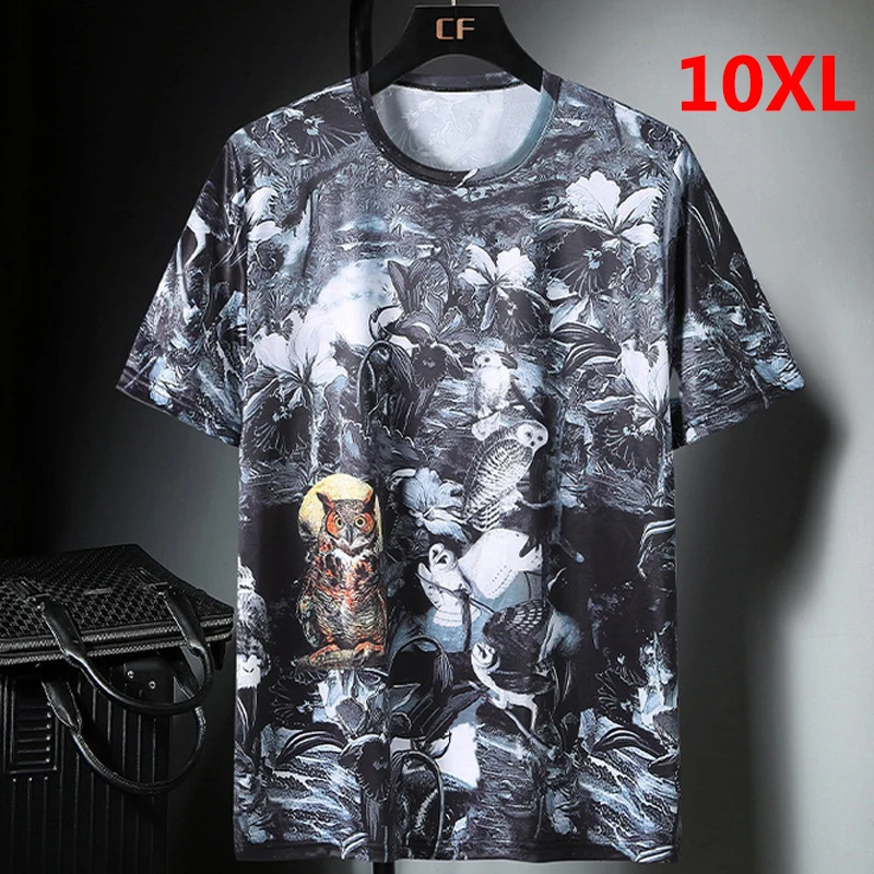 Oversize T-shirts Men Big Size 10XL Tops Tees Summer Hip Hop Casual Animal Graffiti Tshirts Plus Size 9XL10XL Clothes Baggy