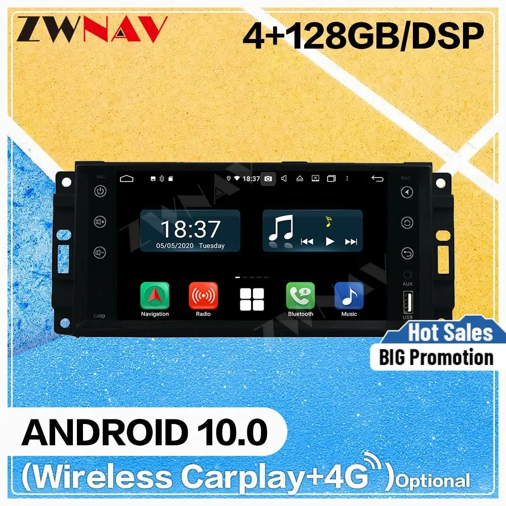 128G Carplay Android10 screen Multimedia DVD Player for Jeep Compass Wrangler universal car GPS Navi Auto Radio Stereo Head unit