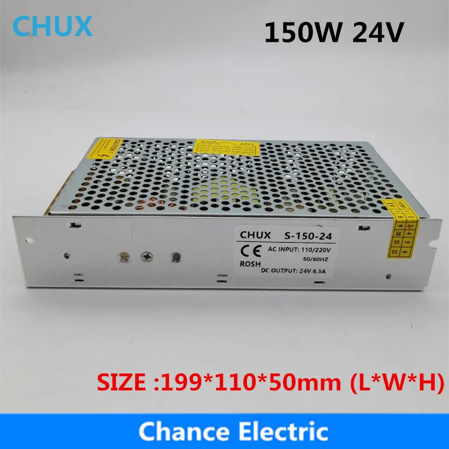 

CHUX Switching Power Supply 150w 24v 6.5a Single Output Ac Dc Converter For Led Strip Ac110v/220v Transformer To Dc 24v