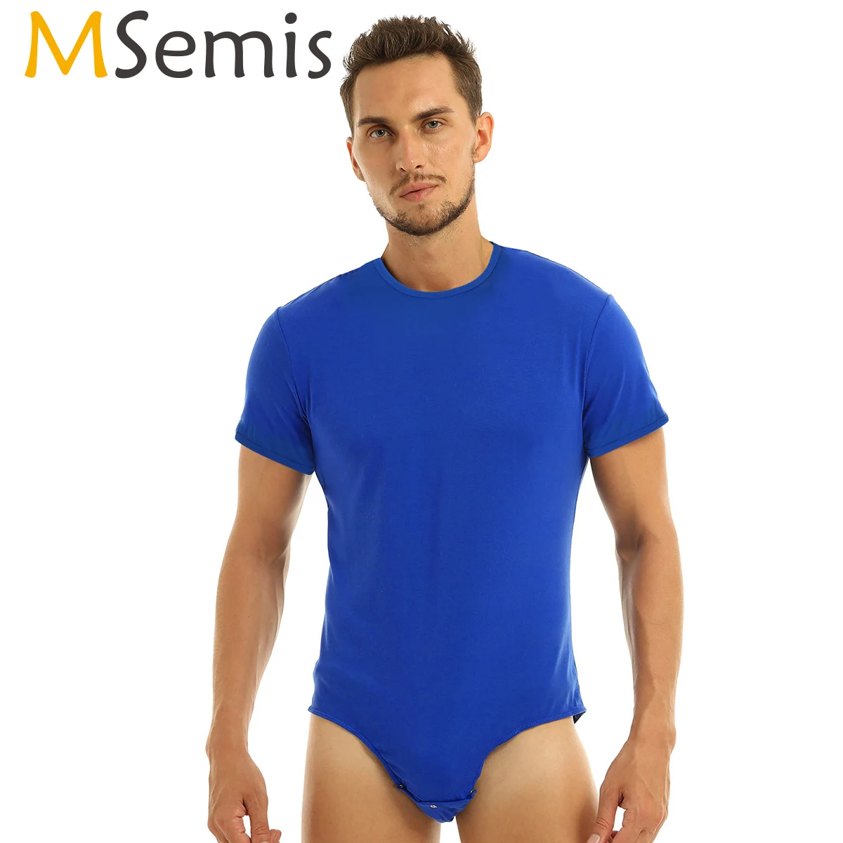 

MSemis Men Adults Baby Roleplay Romper One Piece Lingerie Press Crotch T-shirt Bodysuit Short Sleeves Pajamas Underwear Costumes