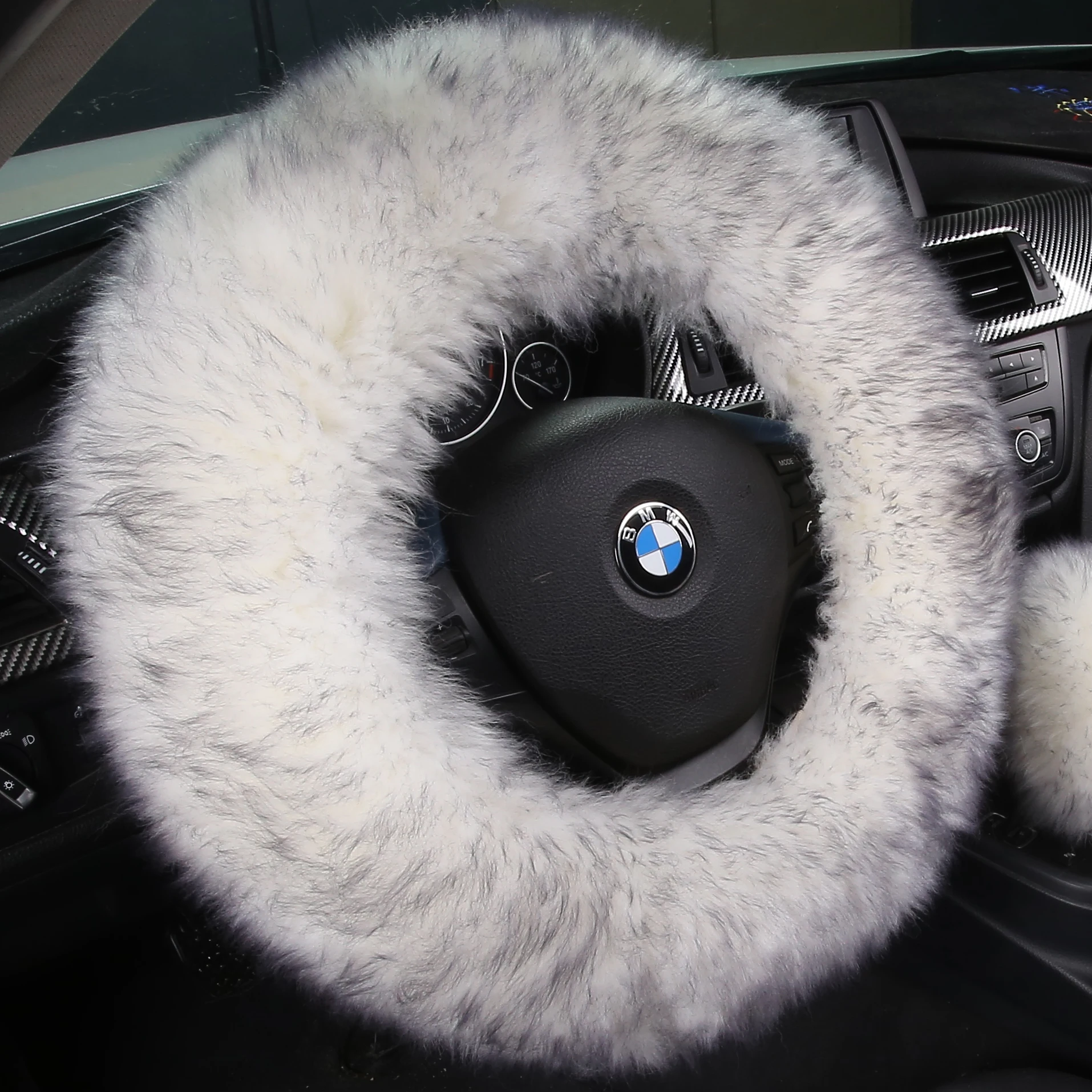 Classic Fur Long Wool Shrink Car Styling steering wheel covers for Australian Merino Fluffy Sheepskin Color automobile parts