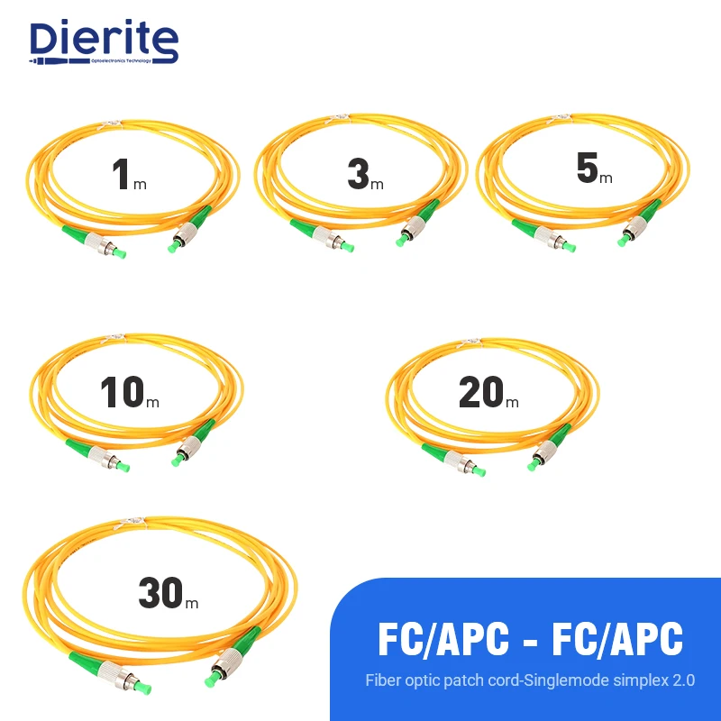 FC APC to FC APC Single Mode Simplex  2.0mm 9/125um Fiber Patch Cord Optical Fiber Jumper FTTH Communication Device 3m 5m 10m