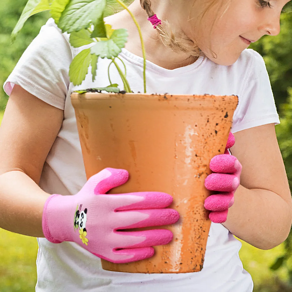 Kids/Toddler /Junior Garden Safety Rubber Coated Gloves, DIY, Age from Year 3 to Year 12, Palm Natural Latex Coated