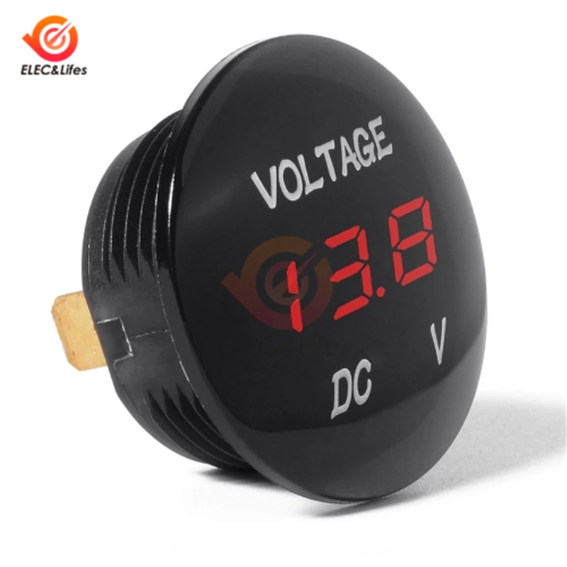 DC 5V-48V 3 Bits Mini Digital Voltmeter Round Waterproof LED Panel tester voltage Detector Volt Meter Gauge 5V 12V 24V