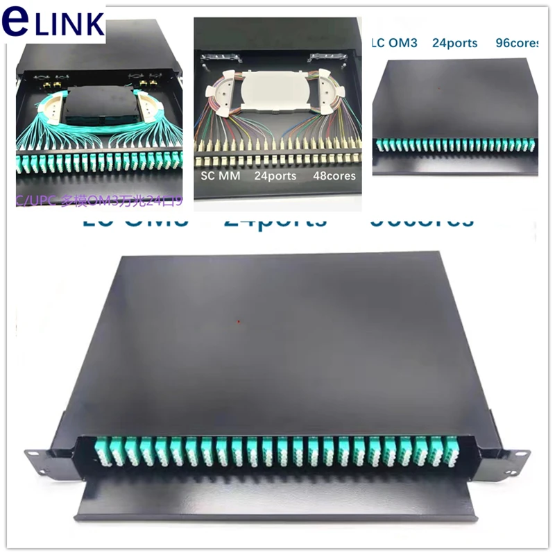 

Fiber Optic Splicing Box, OM3 96 Cores, LC QUAD MM, Fully with Adapter, Pigtail Metal Patch Panel, 19 "Inch Rack