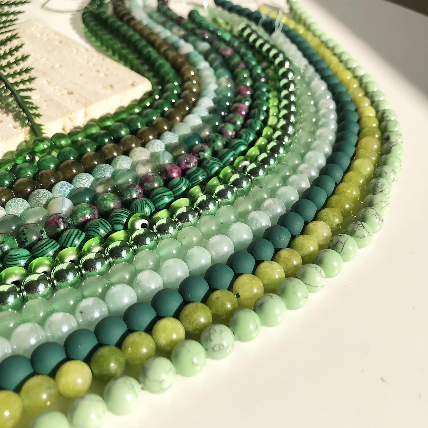 4-12mm Natural Stone Green Series Gems Malachite Peridot Turquoises Crystal Agates Round Beads For Jewelry Making DIY Bracelets