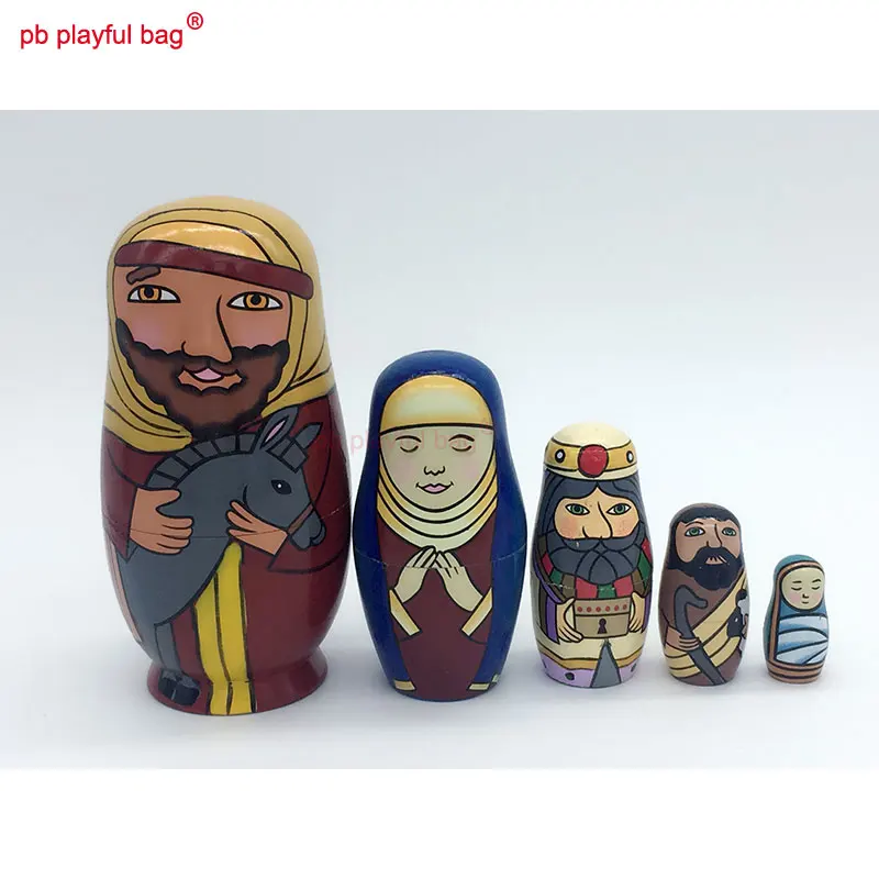 

PB Playful bag Five layer horse Hugger Russian dolls wooden DIY toy set crafts Valentine's Day creative novelty gift HG85