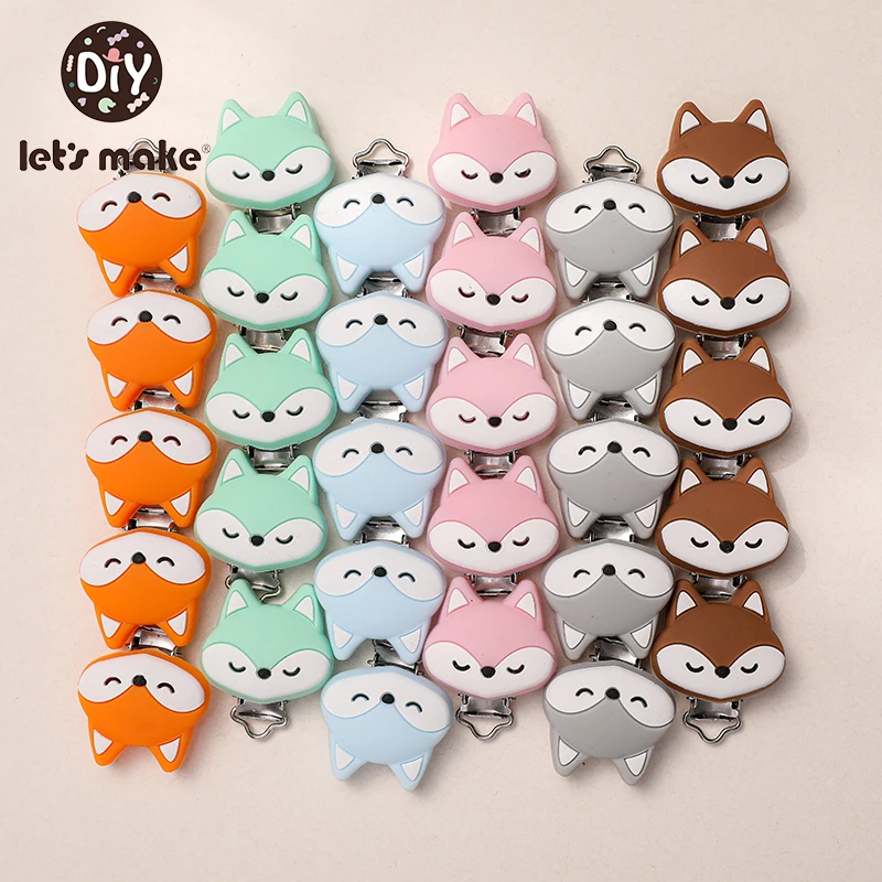 let's make Fox Silicone Pacifier Clip 3 Pcs/Set Of Pacifier Clip BPA-Free Silicone Dummy Baby Pacifier Chain DIY Accessories