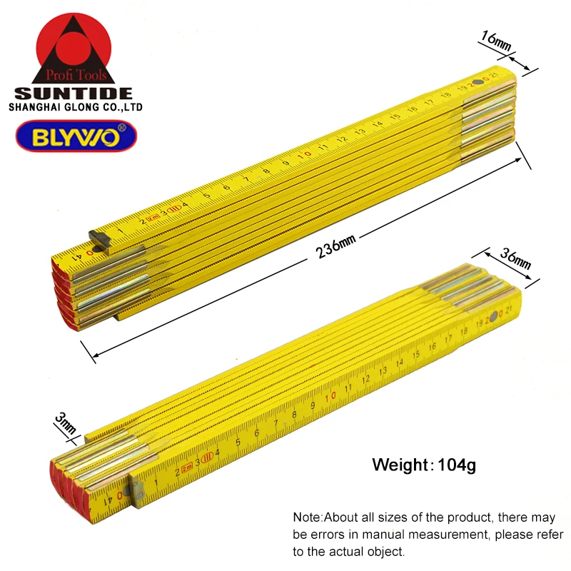 Foldable Ruler portable wooden ruler Yellow Folding Ruler 2 metre carpenter ruler woodworking measurement ruler