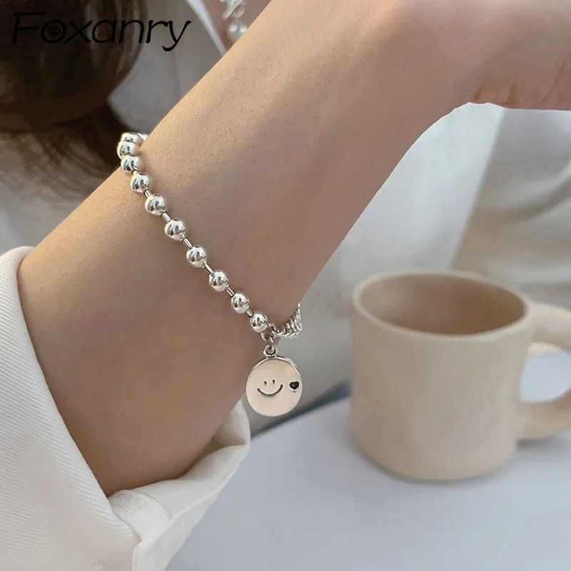 Foxanry Stamp Splicing Chain Bracelets New Fashion Vintage Hip Hop Smile Face Pendant Party Jewelry Wholesale