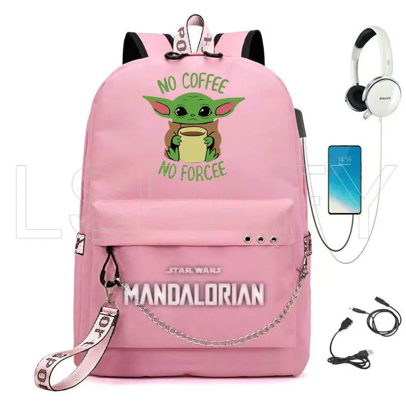 Babyyoda Backpack Mandalorian Children USB Charging Students School Bags Stars Wars Casual Travel Laptop Mochila infantil