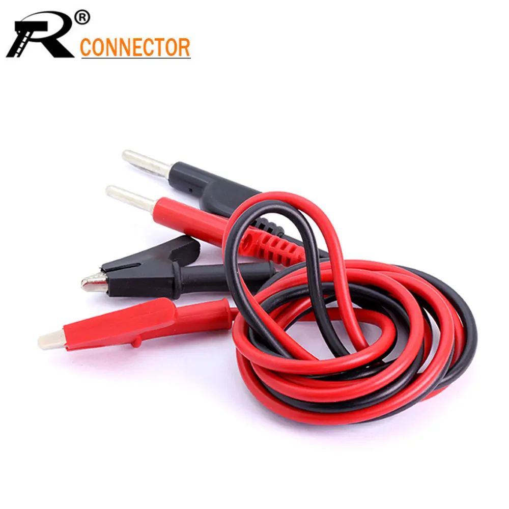 4pc 1M Double End Test lead Wire Line electrical Voltage Banana Plug and Alligator Clip Crocodile 15A for multimeter DIY Test