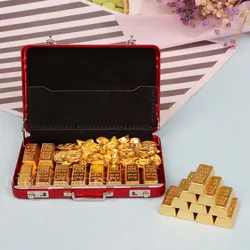 Miniature Model Toys 1/6 Scale Simulation Goldbars Mini Golden Brick Copper Bullion Games for Barbie Doll House Decor Accessorie