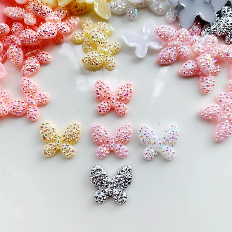 100pcs16 * 15 mm butterfly flat back AB rinestone and crystal button wedding DIY rhinestones  arts and crafts