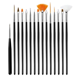 Brosse à Ongles et Liquide Acrylique avec Poudre de Sculpture et Gel, pour la Manucure et le Nail Art, 15 Pièces/Ensemble