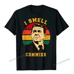 I Smell Commies Ronald Reagan Funny Retro Vintage Art T-Shirt Men Tshirts Tops Tees Company Cotton Customized Geek Men