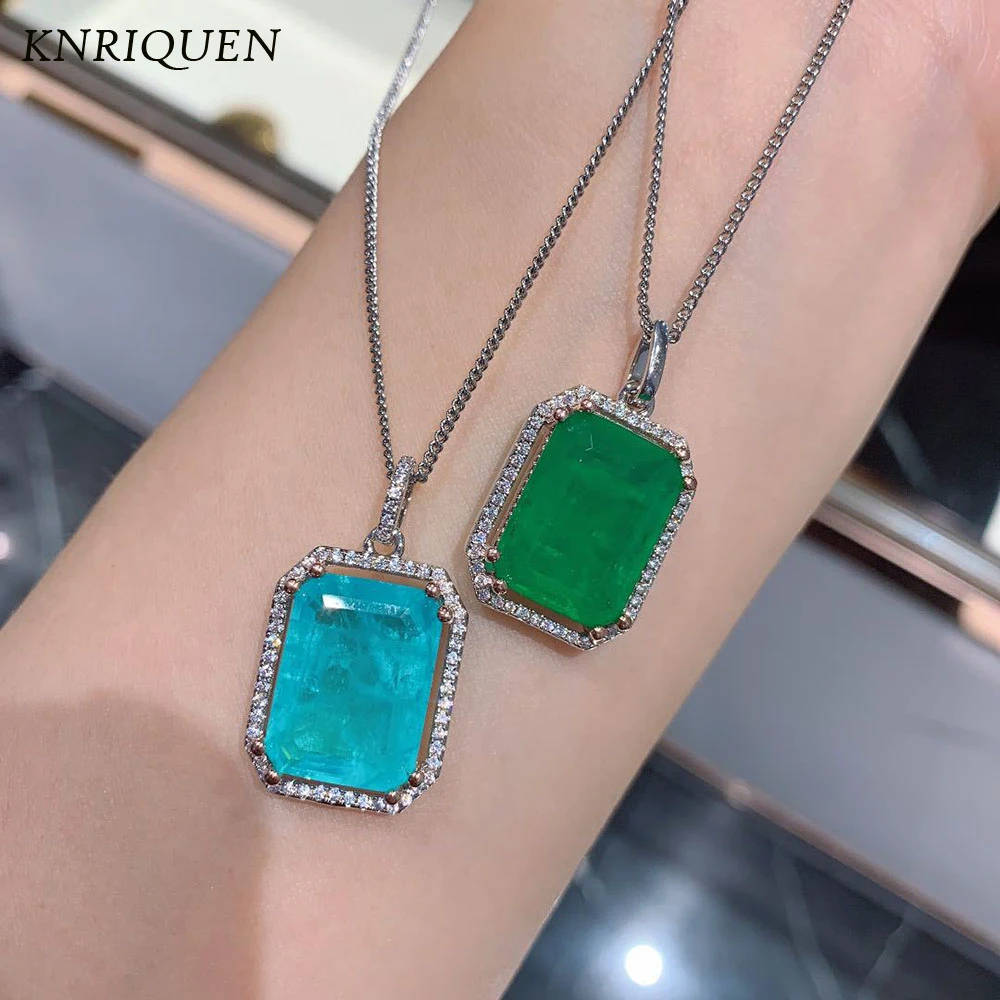 

Paraiba Tourmaline Pendant Luxury Gemstone Aquamarine Stone Lab Diamonds Necklace Jewelry Gift for Women Vintage Accessories