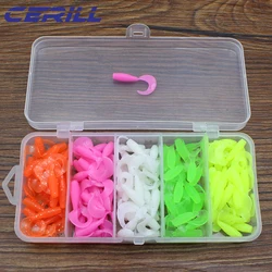 Cerill 150 pcs/kit 25mm Silicone Soft Fishing Lure Volume Tail Worm Bait Artificial Swimbait Jig Wobbler Bass Glow Shrimp Tackle