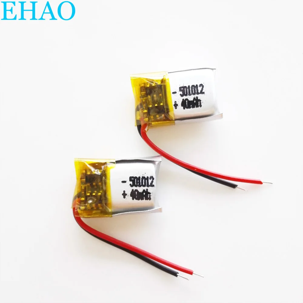 2 sztuk 3.7v 40mAh litowo-polimerowa LiPo akumulator 501012 dla Mp3 słuchawki zestaw słuchawkowy bluetooth rejestrator