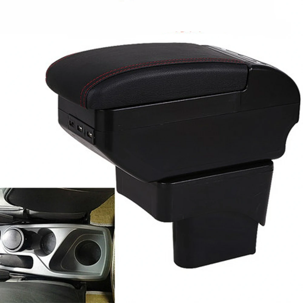 

For Ford Ecosport Armrest box Retrofit Parts Elbow Rest Central Console Storage Car Accessories Interior with USB LED