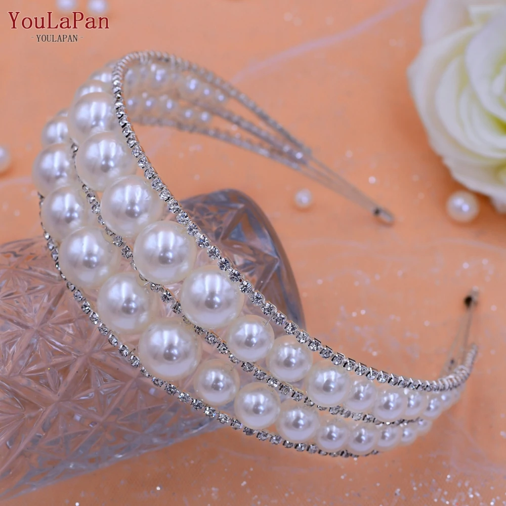 YouLaPan أنيقة اللؤلؤ حجر الراين العروس رئيس هوب الزفاف عقال إكسسوارات الشعر المرأة حفلة موضة الشعر مجوهرات HP400