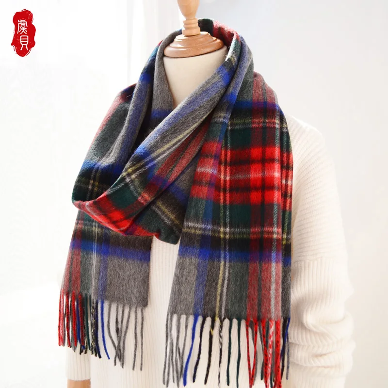 100% cashmere scarf men classic grey plaid narrow short small scarves fashion light warm shawl pashmina luxury gift for ladies