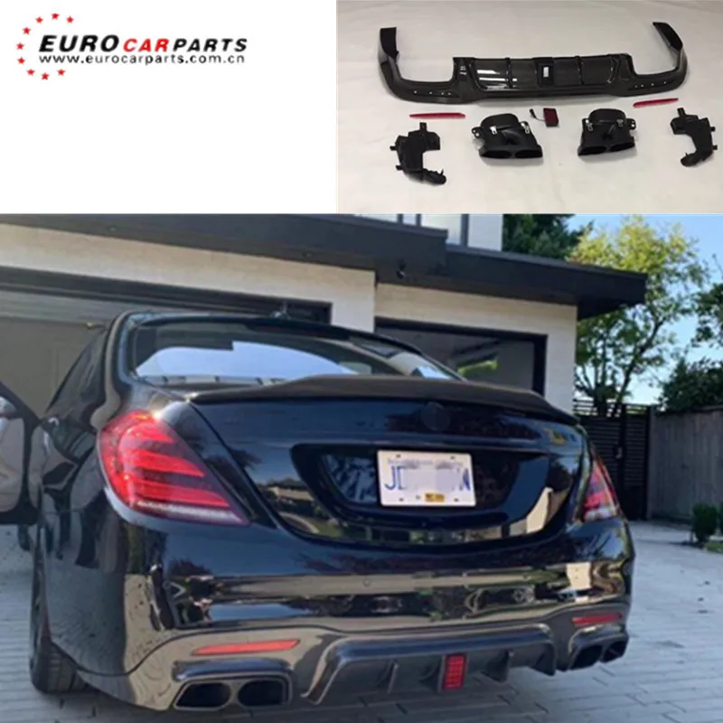 S-CLASS W222 S63/S65 B style carbon fiber rear diffuser with exhaust tips fit for 2018y 2019year S63/S65 rear diffuser