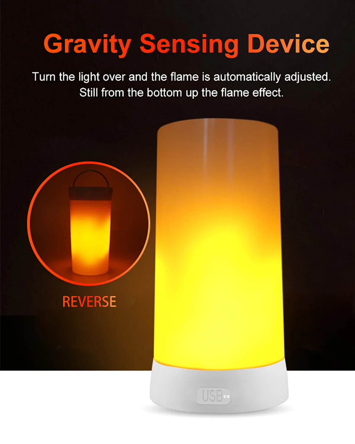 USB Powered Night Light Gravity Sensor Creative 3 Modes Flame Lights Portable Magnetic Adsorption Bar Lamp Call Service Light