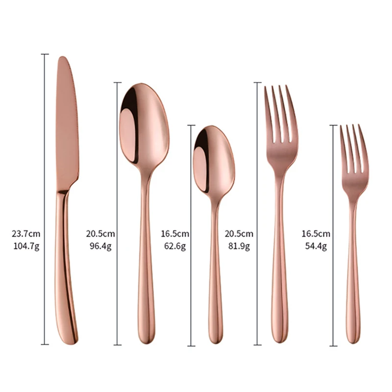 5Pcs/Set Rainbow Western Dinnerware Set Stainless Steel Knife Fork Spoon Rose Gold Cutlery Set Home Kitchen Dinner Tableware