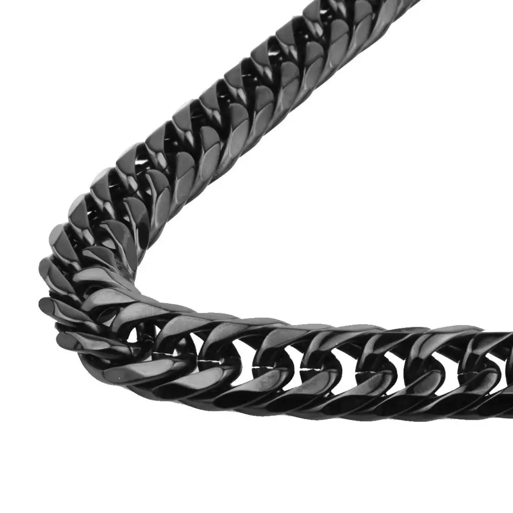 Black Tone 316L Stainless Steel Cuban Link Chain Necklaces for Men Women 9/11/13/16/19/21MM 7-40inch Jewelry Accessories